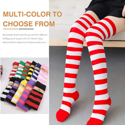 Color Striped Stockings Japanese Over Knee Socks Fashion Women Keep Warm Soks Sexy Slim Long Socks Hosiery JK Cosplay Lolita Y2k