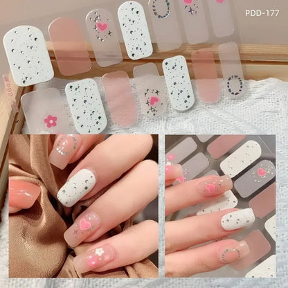 1PC Gel Nail Sticker Patch Slider Flower Gradient Color Back Glue Full Cover Waterproof Gel Nail Sticker UV Lamp Curing Manicur