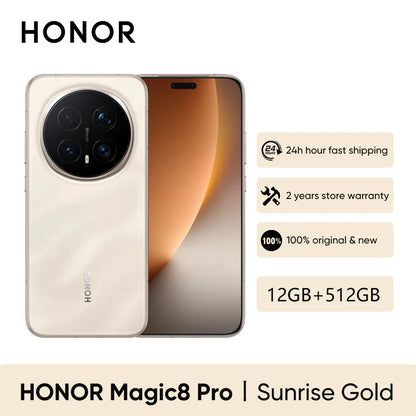 Global Version Honor Magic 8 Pro 5g Smartphone Snapdragon 8 Elite Gen 5 200Mp Aimage Camera 7100Mah 100W 6.71'' Oled Nfc Esim Honor Phone