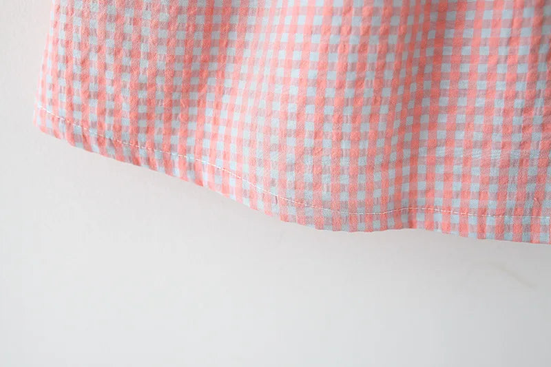 Baby Girl Plaid Dress Summer New Sweet And Beautiful Children'S Clothing+Bow Bag (9 Months -3 Years Old)