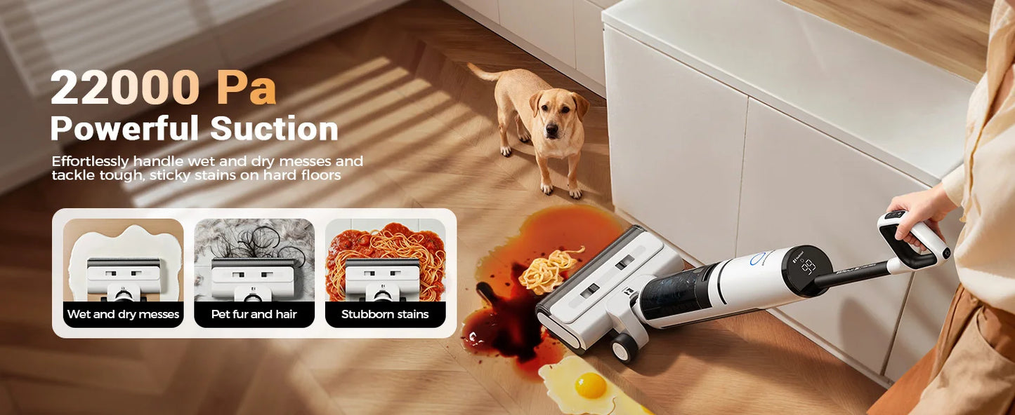 Redkey W15 Pro 3-in-1 Cordless Wet Dry Vacuum Cleaner Self-Cleaning 55°C Drying 180° Lay-Flat Dual-Sided Edge Cleaning 22kPa