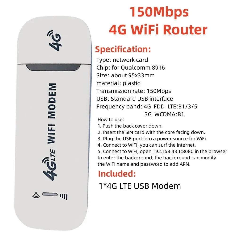 150Mbps 4G Lte Wifi Router Wireless Portable Unlock Modem Mini Pocket Wifi Router Mobile Hotspot With Sim Card Slot Repeater