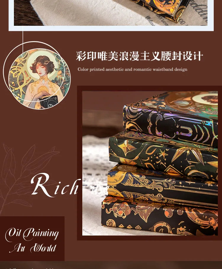 Renaissance A5 Notebook,Oil Painting Hardcover Illustrations,Full-Color Handbook,128 Sheets/Book,100GSM,Professional Handbook