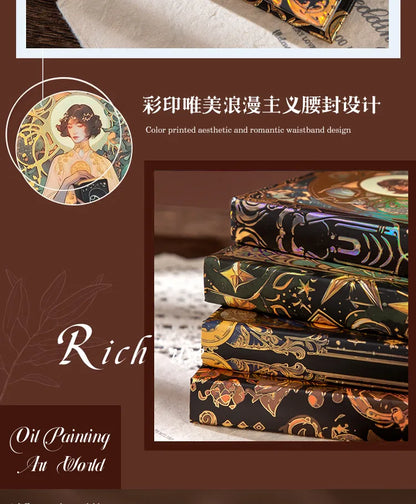Renaissance A5 Notebook,Oil Painting Hardcover Illustrations,Full-Color Handbook,128 Sheets/Book,100GSM,Professional Handbook