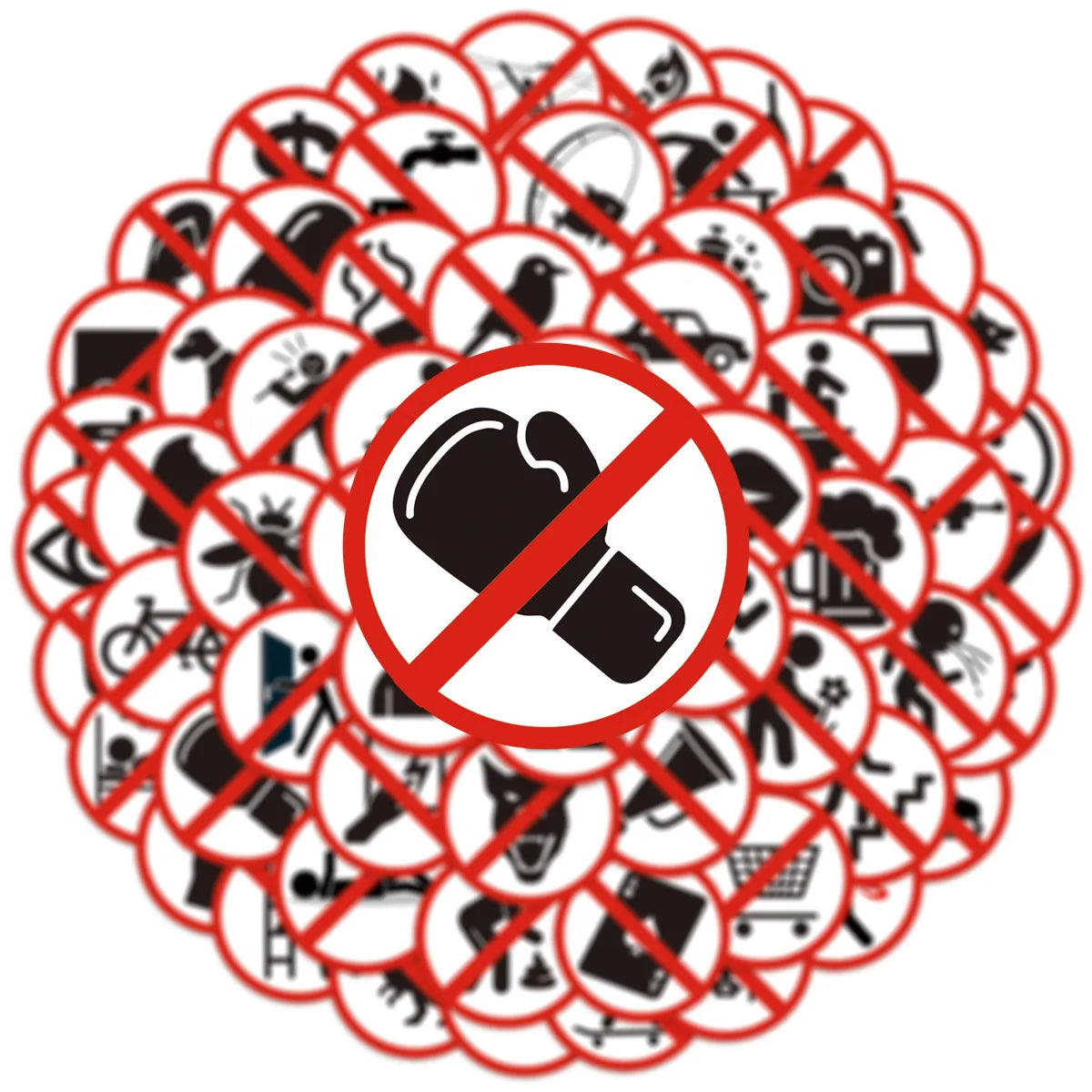 63Pcs Funny Warning Sign Sticker, Water Bottle, Laptop, Phone, Guitar, Skateboard, Stationery DIY Decor Stickers For Kids Adults
