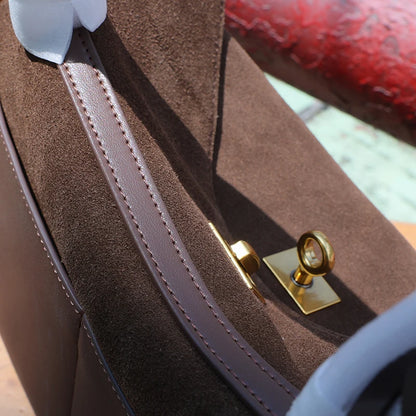 Large Capacity Autumn Winter Suede Leather Tote Bag Frosted Cowhide High-Grade Shoulder Bag for Women