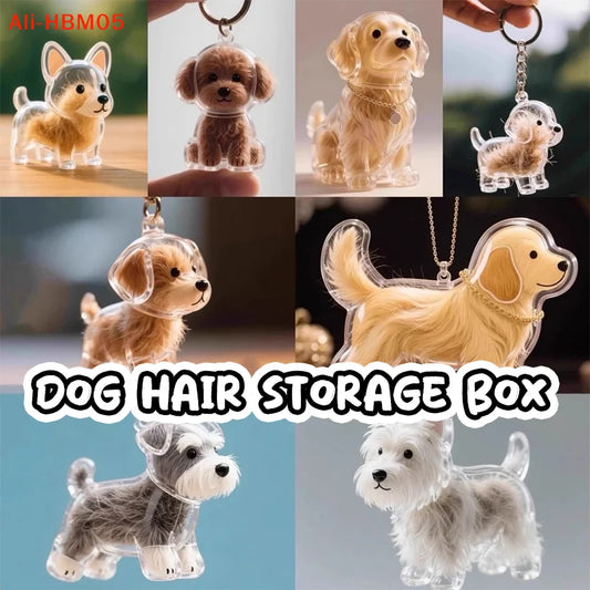 (HB05)Clear Puppy Hair Memorial Keepsake Capsule Pet Dog Fur Container DIY Pendant Keychain Decor Pet Lovers Home Display Gifts