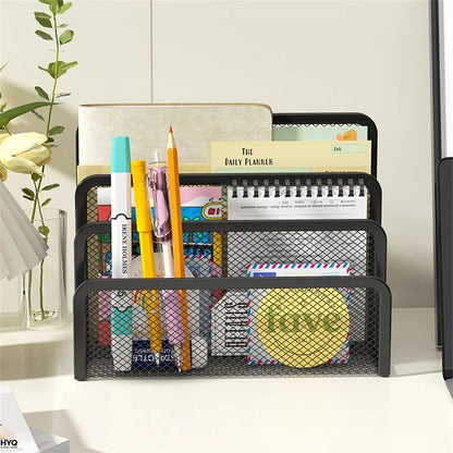 Papers Trays Notebook Stand Rack Desk 3-layer Black Metal Iron Mesh Holder for Magazine Document File Book Rack Organizer Office