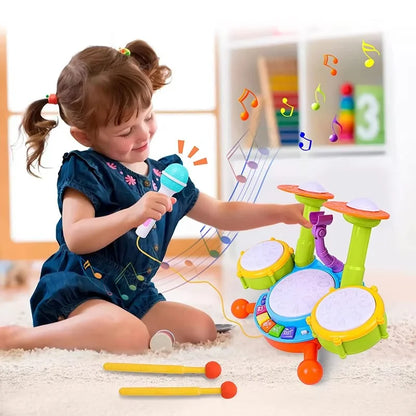 Kids Jazz Drum Set Toddlers Musical Instruments Baby Percussion Educational Learning Toys with Microphone Gifts for Boys Girls