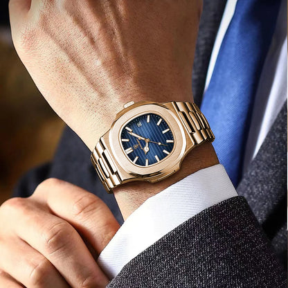 POEDAGAR Fashion Business Man Watch Waterproof Luminous Date Stainless Steel Men Quartz Watch Luxury Square Men's Watches Reloj
