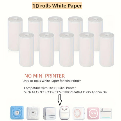 5 Rolls 10 Years Use PeripageThermal Adhesive Sticker Photo Paper for Cute Cat Mini Paperang Memobird Poooli Printers Supplies