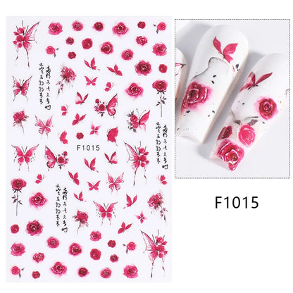 1PCS Marbled Nail Sticker 3D Abstract Lines Sticker Nail Art Supplies Nail Decals Y2K Laser Butterfly Ladies Nail Art Decoration