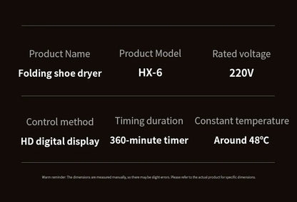 Foldable Shoe Dryer Electric Shoe and Boot Dryer Timing Control Household Shoe Warmer Portable Heater For Socks Boots