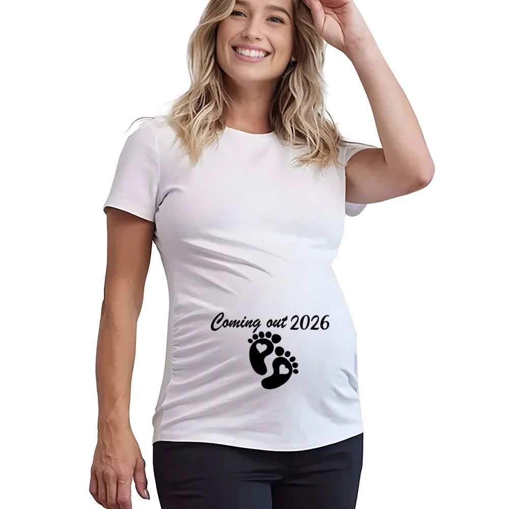 Baby Loading 2026 Print Maternity Shirts Women Pregnancy Announcement T-Shirt Female Pregnancy Clothes New Mom Summer Tops Tee