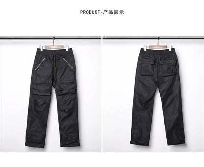 Tactical Cargo Pants Men Streetwear Hip Hop Multiple Pockets Paratrooper Trousers Functional Elastic Waist Casual Pant Techwear