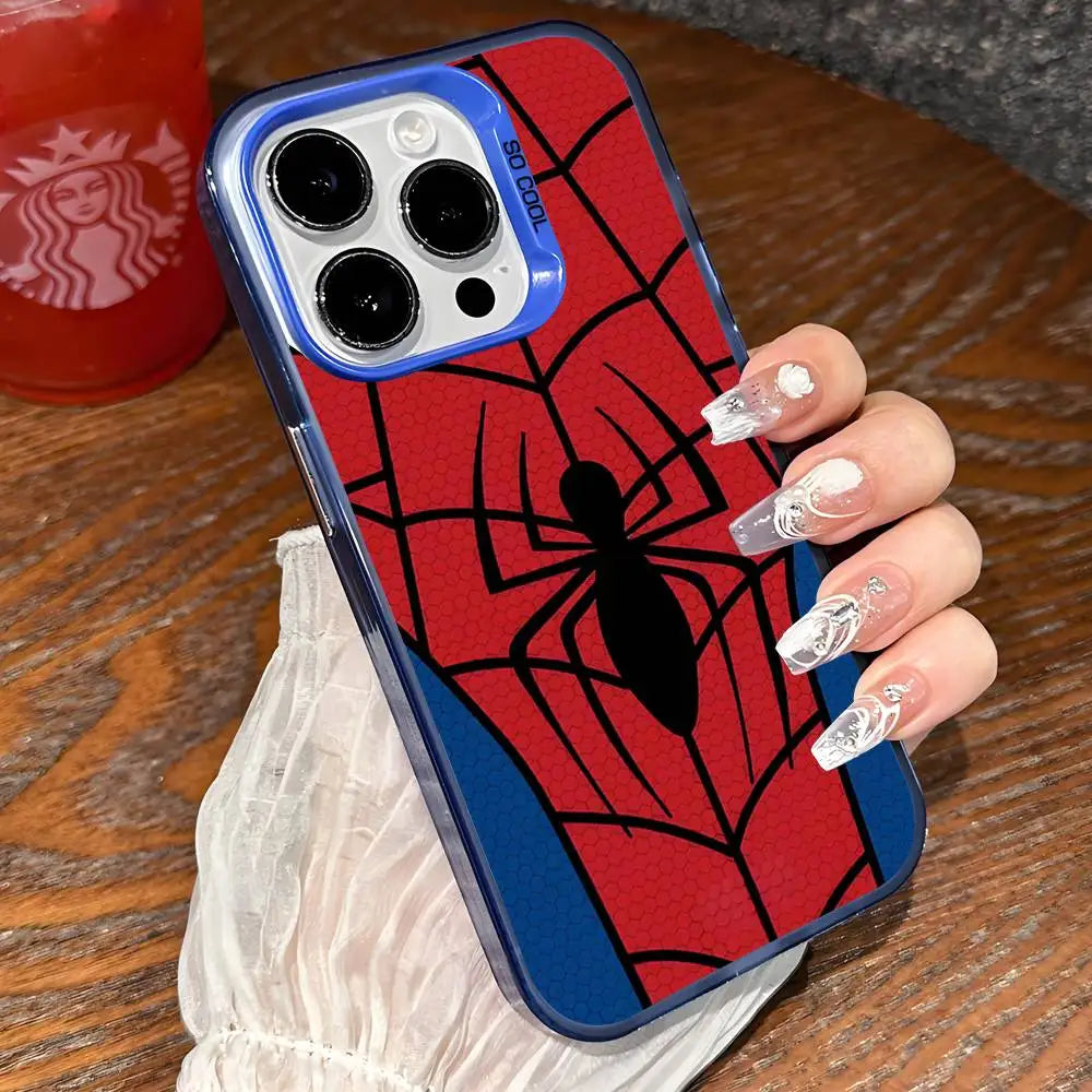 Cool S-Spider-Man Phone Case For IPhone 17 16 15 Pro Max Plus 14 13 12 11 Black White Shockproof Phone Cover