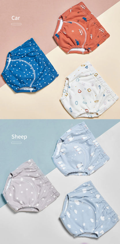 3pcs/Lot Baby Cotton Training Pants Panties 6 Layer Waterproof Cloth Diapers Reusable Toolder Nappies Diaper Baby Underwear