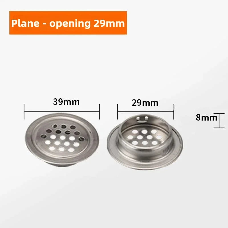 10pcs Round Cabinet Air Duct Vent Dia.19-53mm Stainless Steel Louver Mesh Hole Plug Decoration Cover Wardrobe Grille Ventilation