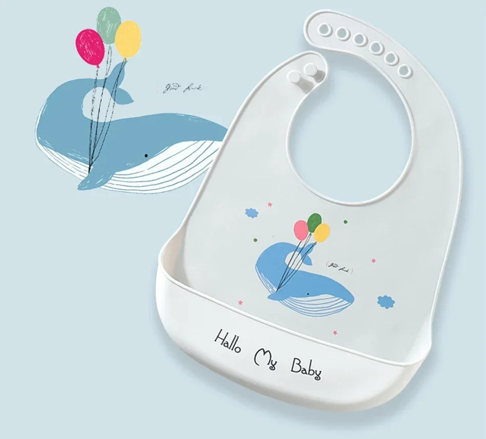 Soft Silicone Baby Bibs Boys Girls Stuff Waterproof Bib Feeding Infant Newborn Cartoon Aprons Toddlers Bibs Burp Cloths Bandana