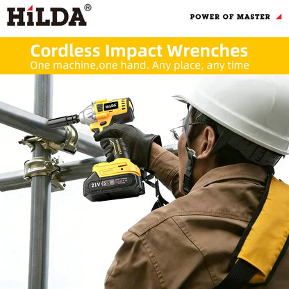 HILDA 1/2" Brushless Impact Wrench 1200N.m High Torque Electric Wrench Power Tool for Scaffolding Tire Repair For Makita Battery