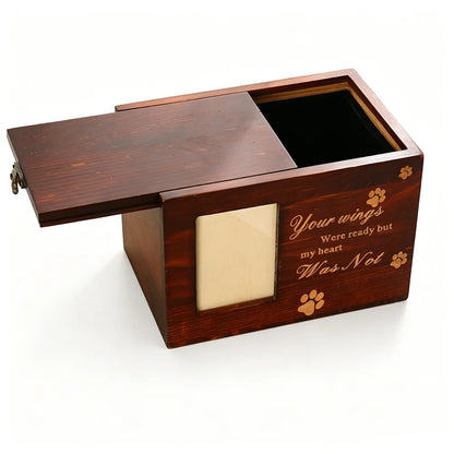 Wooden Pet Urn With Photo Frame Dog Cat Cremation Ashes Box Pet Loss Memorial Keepsake Box Pet Memorial Urn for Home Display