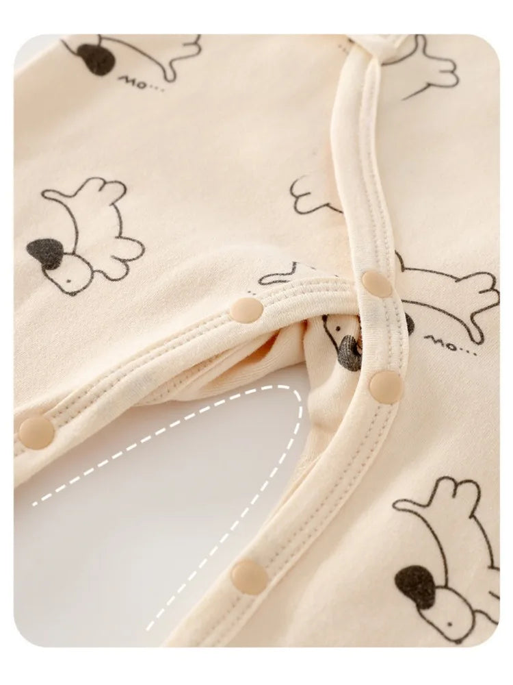 AYNIGIELL Spring Autumn 0-6 Months Baby Jumpsuit Cartoon Pattern Male and Female Infants 100%Cotton Rompers Infant Clothing