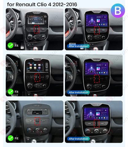 Junsun Wireless CarPlay Android Auto Car Radio for Renault Clio 4 2012- 2017 2 DIN Multimedia Stereo with Built-in Cooling Fan GPS Navigation SWC Bluetooth FM RDS DSP IPS Screen Car Intelligent Systems 4G WiFi 8 Core