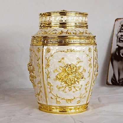 Pet Memorial Keepsake Container for Ashes Tea Canister Coffin Box for Human Ashes Metal Cremation Animal Urn Funeral Home Decor