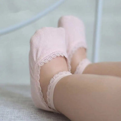 Baby Socks Newborn Socks Summer Lace Baby Socks Solid Color Princess Baby Girl Socks Infant Anti-slip Socks With Rubber Soles