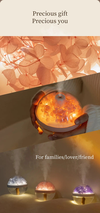 Eternal Flower Humidifier Dual-USB Battery Charger Mini Home Atmosphere Light Creative Festival Gift Artificial Flower Diffuser
