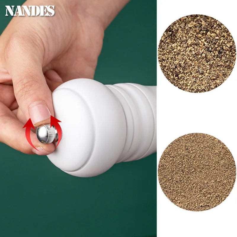 8inch Manual Wood Salt and Pepper Grinder Adjustable Ceramic Rotor Seasoning Spice Grinders Kitchen Cooking Tools