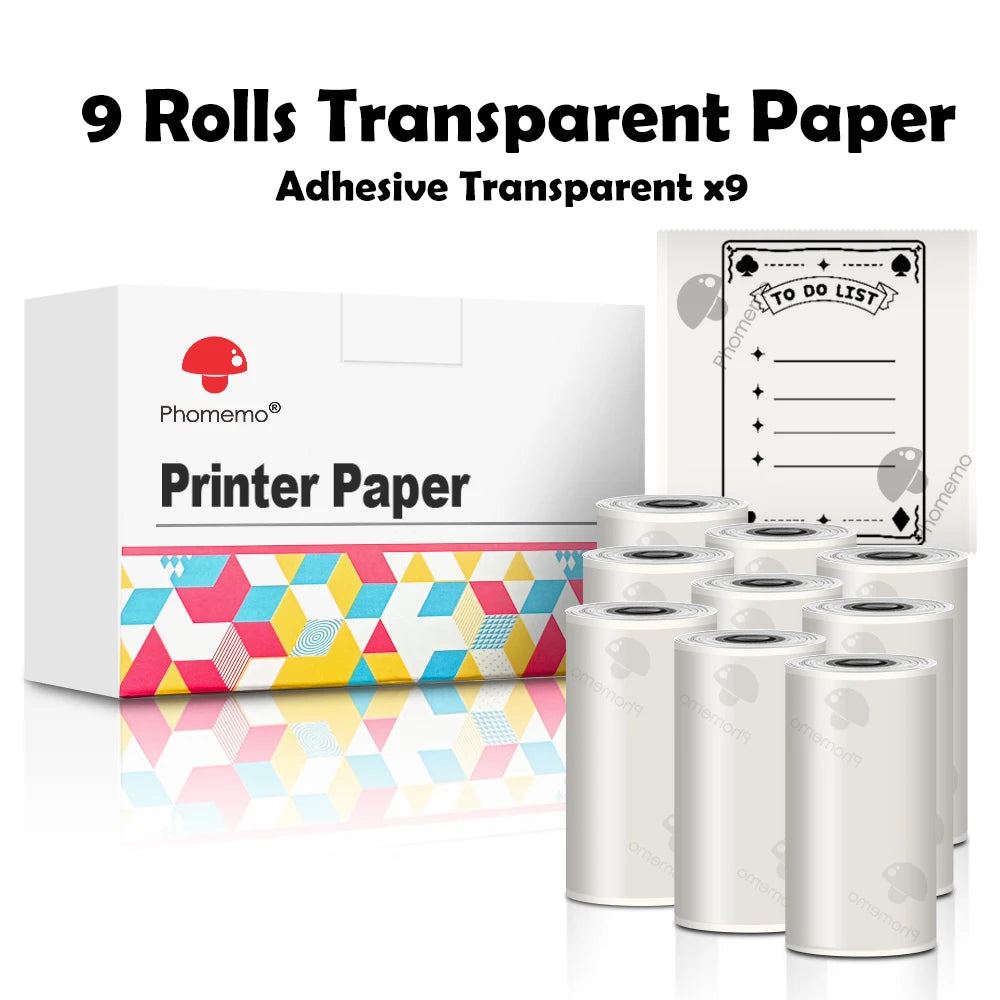 Phomemo Self-adhesive Sticker Paper for T02/M02X Portable Printer Thermam Paper Label Sticky DIY Photo Text Study Notes Printing