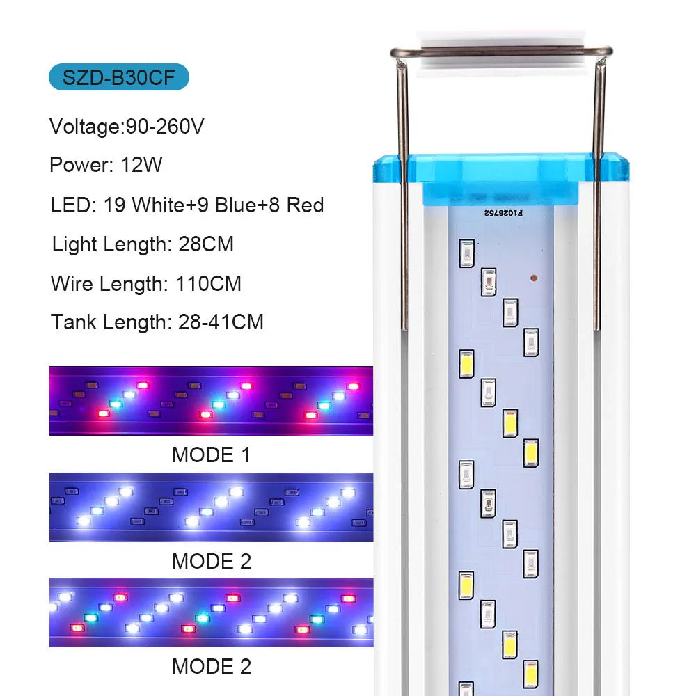 Extensible Waterproof Clip on Lamp For Fish Tank Super Slim Fish Tank Aquatic Plant Grow Aquarium LED Light 18-58cm 220V