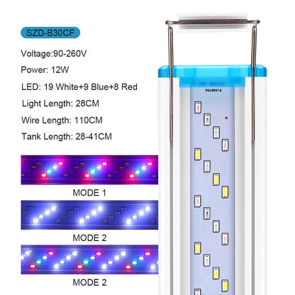 Extensible Waterproof Clip on Lamp For Fish Tank Super Slim Fish Tank Aquatic Plant Grow Aquarium LED Light 18-58cm 220V