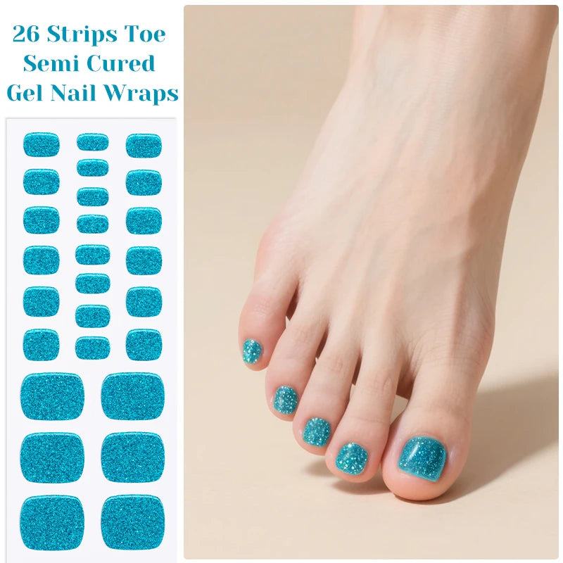 Gradient Auroras Semi Cured Gel Nail Strips Sparkly Shinning DIY Gel Polish Stickers for Nails Works with UV/LED Nail Lamps