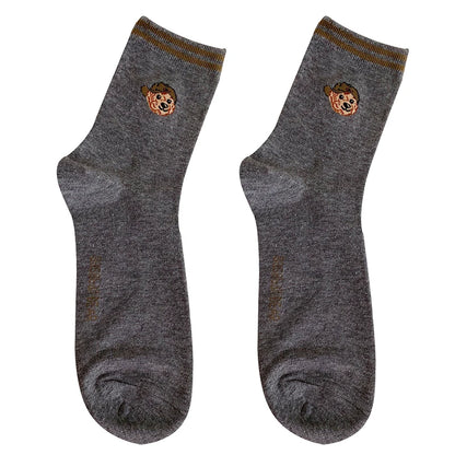 Good Quality Cartoon Gentleman Bear Men's Socks Cotton Harajuku Style Sport Boys Skateboard Novelty Breathable  Christmas Gifts