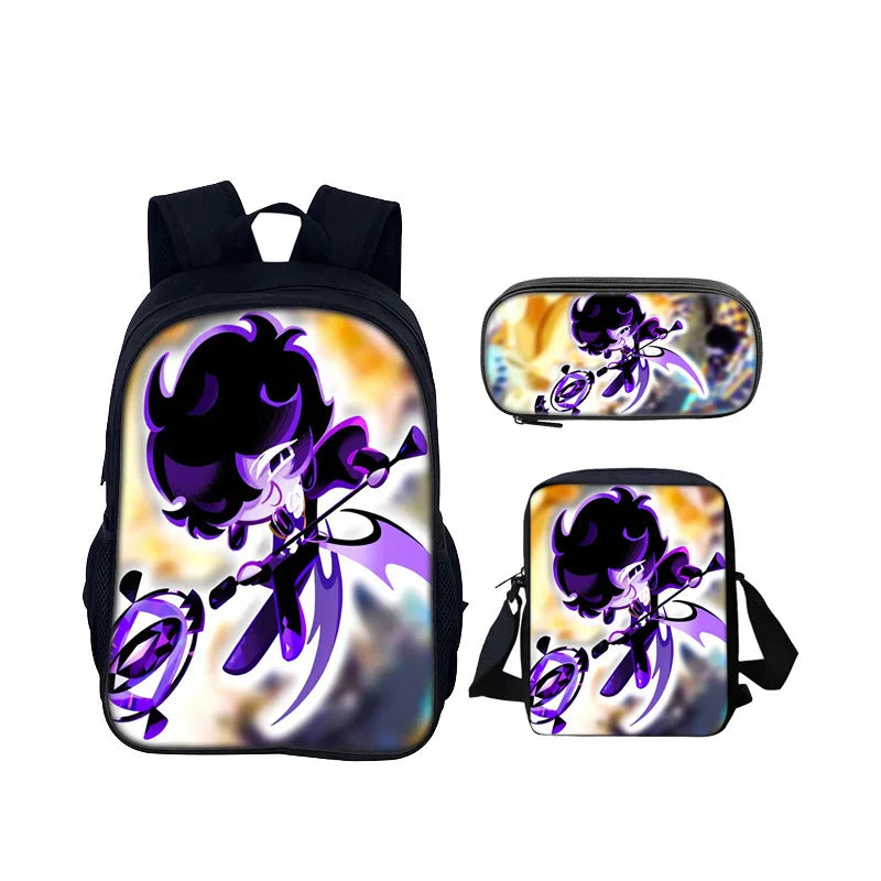 Cartoon Popular Shadow Milk Plush 3D Print 3pcs/Set pupil School Bags Laptop Daypack Backpack Inclined shoulder bag Pencil Case