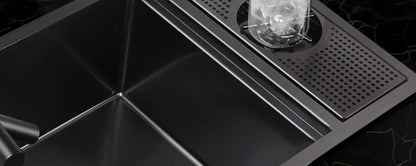 55cmx32cm 304 Nano Stainless Steel Hidden Sink Folding Faucet with Large Single Slot and Cover Plate Bar Counter Cup Washer