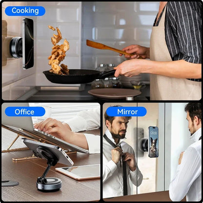 Car Phone Magnetic Stand Mechanical Vacuum Suction Cup Rotate 360° Magnetic Adsorption Bracket Navigation Universal Holder