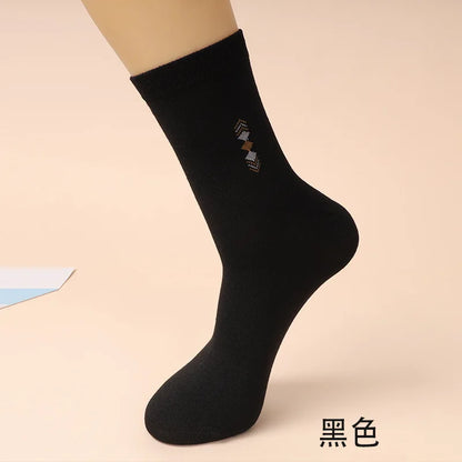 5 Pairs/Lot Men's Fashion Thickened Socks Four Seasons Leisure Breathable Deodorant Mid Tube Cotton Socks High Quality EU 38-44