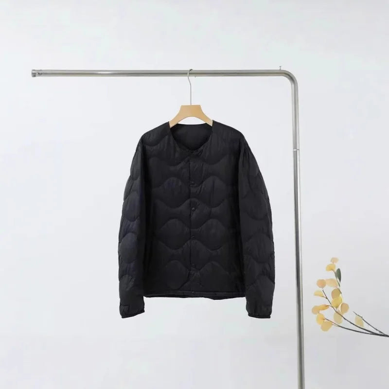 2025 Autumn and Winter Men's New Round Neck/v Collar Down Liner Jacket All-match Fashion Warm Men's Down Jacket Long Sleeve Coat