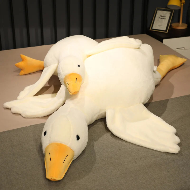 50-190cm Large Brown Hug Stuffed Animal Duck Kawaii Giant Goose Plush Toy Sleeping Pillow Big Soft Doll Party Gift for Boy Girls
