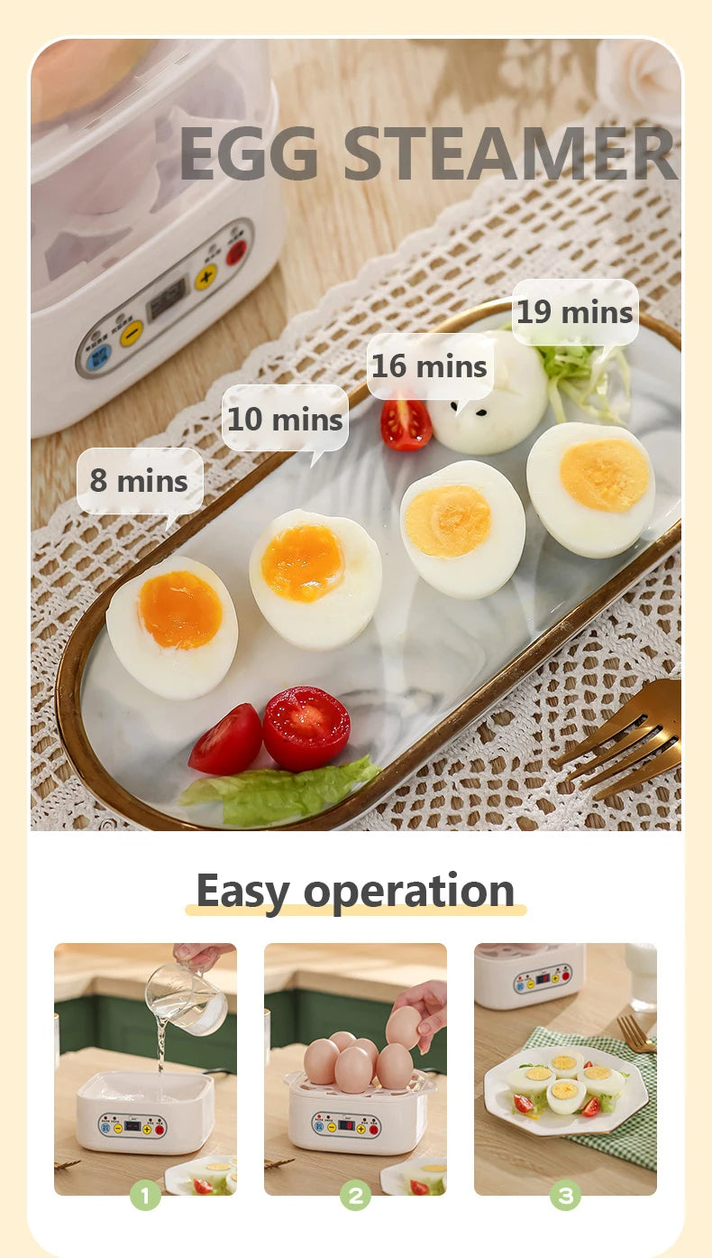 Mini Food Steamer Multi-layer combination Egg Boiler Food Warmer Rice cooker Dry burning Prevention Auto-off Eggtart making Tool