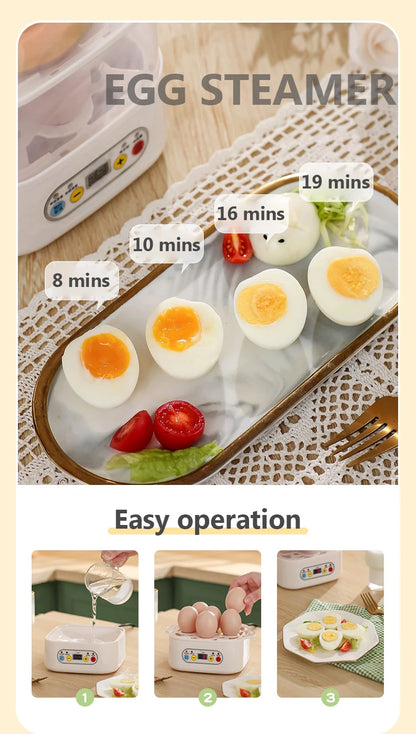 Mini Food Steamer Multi-layer combination Egg Boiler Food Warmer Rice cooker Dry burning Prevention Auto-off Eggtart making Tool