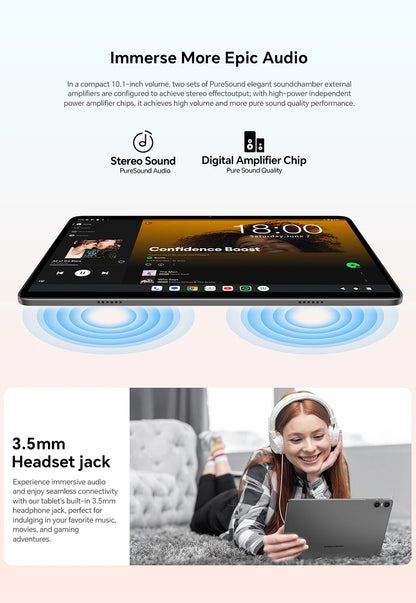 Teclast P30T Set 10.1" Tablet Android 16 Gemini AI Unisoc 8-core CPU 16GB(3GB+13GB Expansion) RAM 128GB ROM 6000mAh Keyboard/Case/Mouse/Stylus/Headphone/Stand