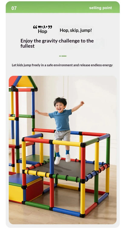 Kids Indoor Climbing Frame With Slide For Sensory Training And Intellectual Development Play Equipment