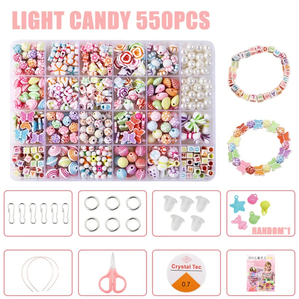Arts Crafts DIY Handmade Beaded Kit DIY Handmade DIY Making Beads Kit Colorful Kawaii Kit for Make Bracelets Beads Girl Gift