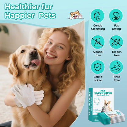 Pet Cleaning Disposable Gloves for Cats And Dogs No-Wash Bathing Hand Sanitizer Pack of 6 for Pet Care
