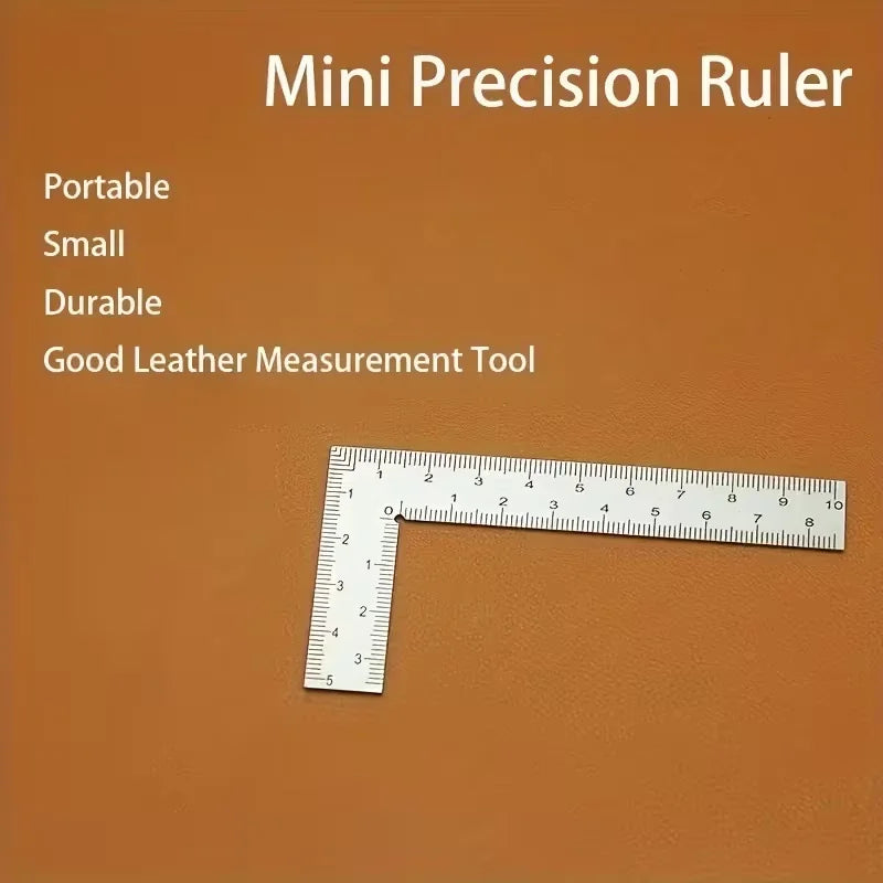 Mini L-Shaped Stainless Steel Ruler - High-Precision Thick Right Angle Tool for Leather Craft & Small Measurements