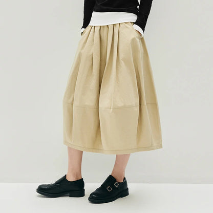 Semir Skirt Women's Solid Textured A-Line High Waist – Casual Long With Elastic Band Woman Clothing
